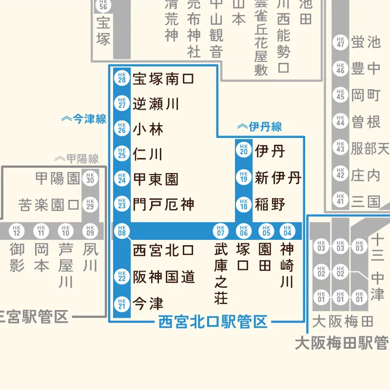 西宮北口駅管区マップ